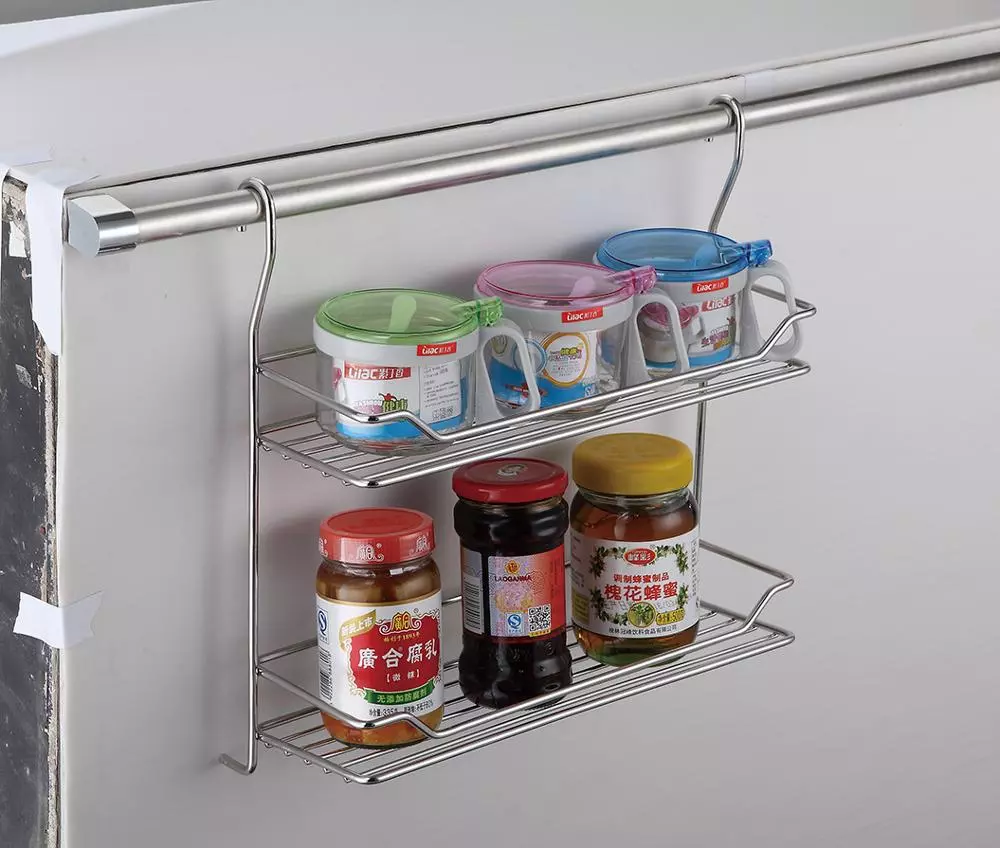 Kitchen Stainless steel 2 layer spice rack Kitchen storage accessories