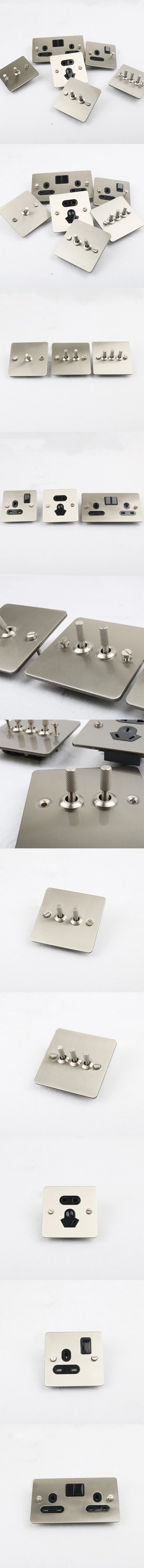 Stainless Steel Wall Lamp Toggle Switch Surface Mounted Flat Single Control Bedside Light Switch SW-1458
