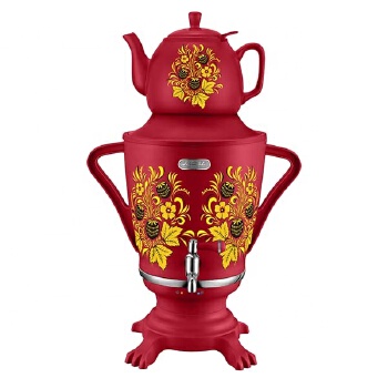 home appliance 3.2L household plastic russian samovar with flower painting and glass teapot CE/GS/RoHS/LFGB 
