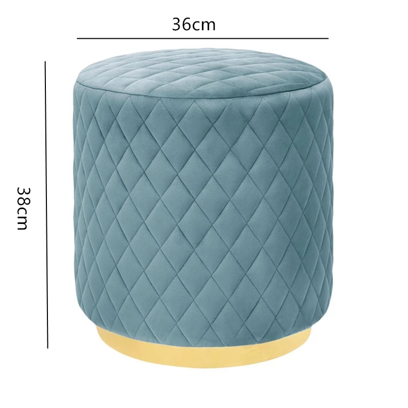 Quilted Fabric Ottoman Footstool Round Ottoman Pouf