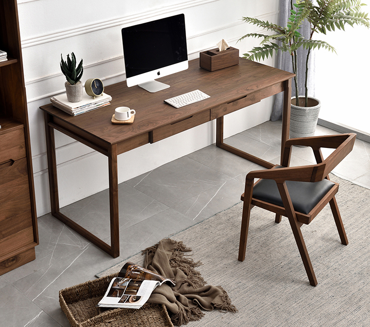 brown solid wood adult study table chair for bedroom/study room