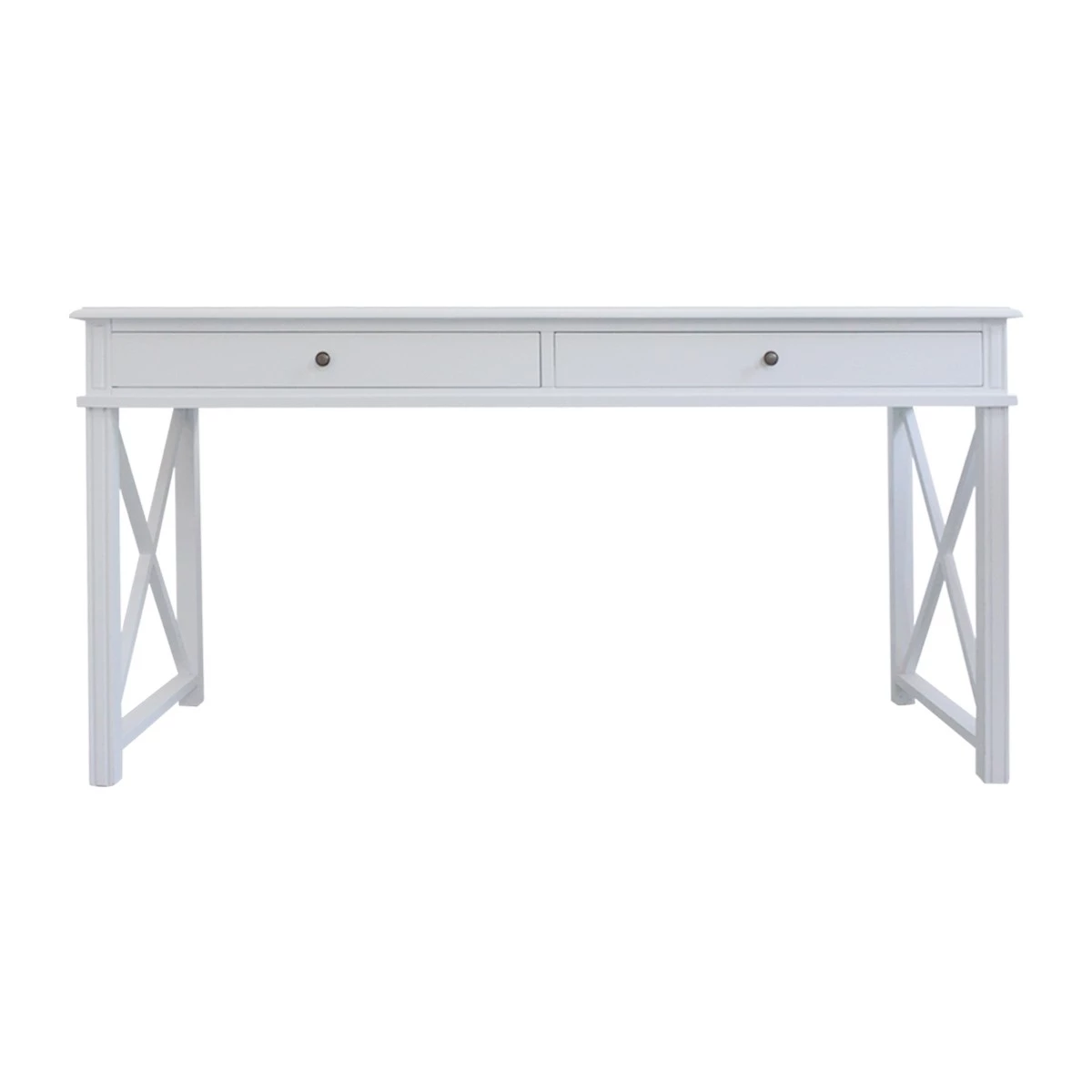 Hamptons side cross long study somputer table desk in white
