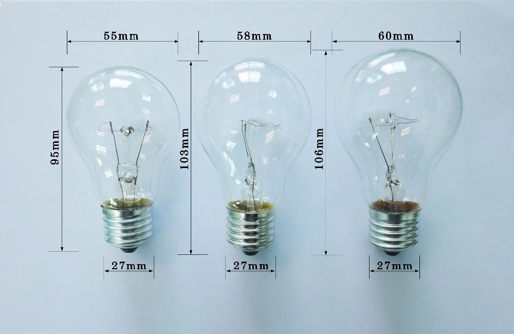 a55 a58 a60 bulb 100 watt edison bulb incandescent glass bulb e27 electric light with a wire filament visible light incandescenc