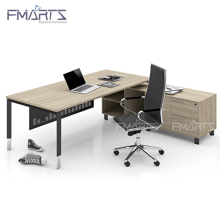 Metal Frame MFC Tabletop 200CM Office Desk Melamine Office Table Metal Frame Executive Table _on