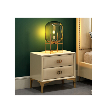 Scandinavian Home Furniture Modern Luxury White Leather Bedside Nightstands Side Table For Bedroom