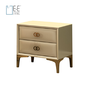 Scandinavian Home Furniture Modern Luxury White Leather Bedside Nightstands Side Table For Bedroom