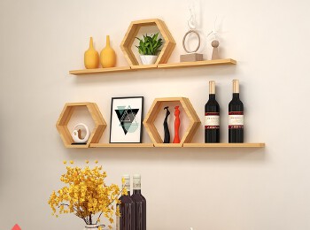 Nordic modern furniture Fixed Wall Floating Wall Mount Commercial Floating Commodity Wooden Wall Shelf 