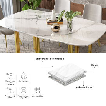 Light luxury dining table chair combination post modern simple Nordic stainless steel dining table simple European marble table 