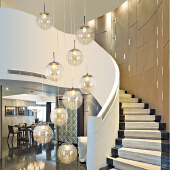 Modern Nordic Stair Creative glass shaped ball Led Decoration ceiling Pendant Hanging Light chandelier