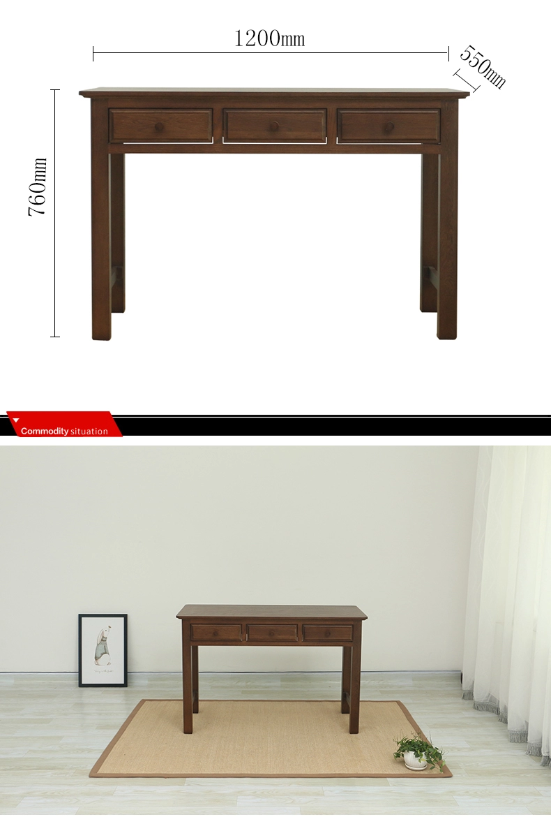 American solid wood furniture three drawer study table