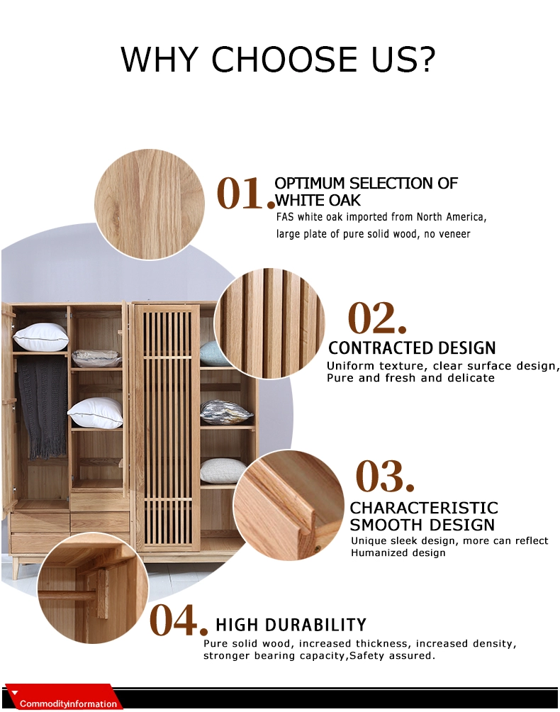 Modern minimalist Nordic style wardrobe solid wood door hollow door
