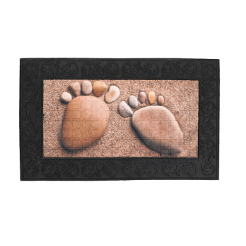 New Arrival Customized Printed Footprint Cotton Anti-Slip Rubber Outside Plastic Hotel Hall Indoor Dirt Trapper AntibactMat