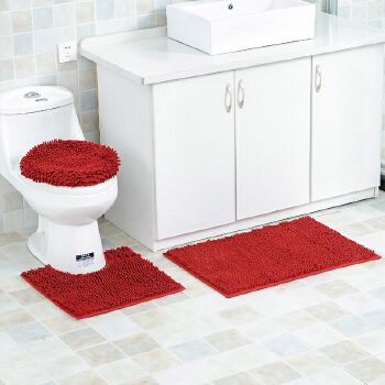 3 piece bath mat set shaggy chenille bathroom rug set 