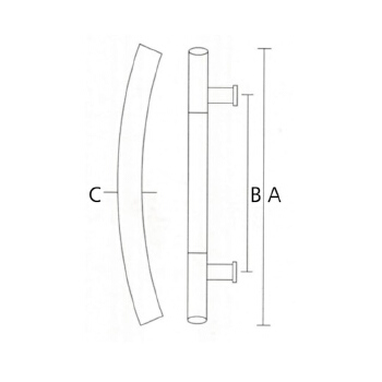 Stainless Steel Curved Tube Satin Polished Pull Handles With Milled Dimples With Anti-fingerprint Effect For Single-sided Use