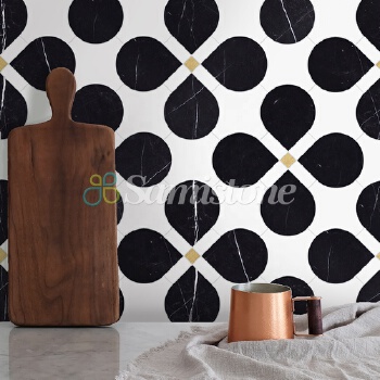 Samistone Latin Blue Light+ Paper Onyx Waterjet Mosaic Tile Original Design