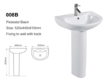 Pedestal basin bathroom hand wash sink ceramic wash basin with pedestal
