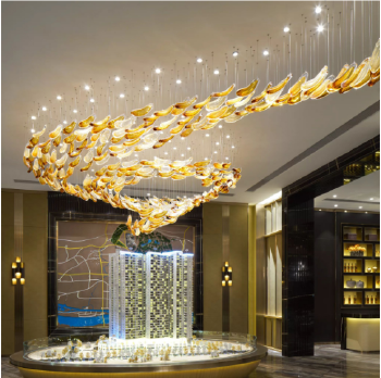 Customized hotel lobby large decoration hand blown glass chandelier lighting fixtures modern