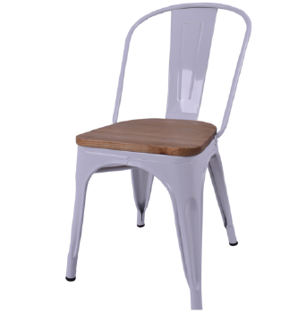 Industrial Metal Restaurant Chair with Wood Seat Vintage Dining Chair