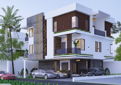 Exterior Rendering For a 4 Bedroom Duplex Design
