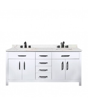 Floor Mounted 72 inches Modern Snow White Luxury Style Bathroom Makeup Vanity