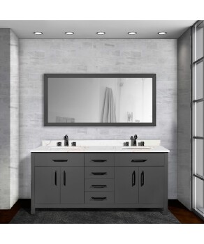 Floor Mounted 72 inches Modern Slate Grey Luxury Style Bathroom Makeup Vanity