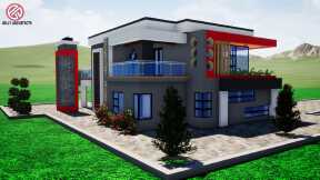 flat roof Three bedroom masionatte house design