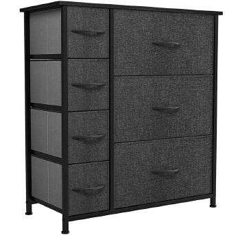 Amazon 7 Ajustable Drawer Organizer Metal Commercial Black Narrow Vertical Dresser Storage Tower,Sturdy Metal Frame Rack