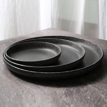 matte color black ceramic flat round dinner plates nordic style porcelain steak salad round plate