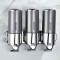 Kitchen Bathroom Wall Mounted Three Head Soap Dispenser Round Manual Lever Visible Bottle Soap Dispenser with Lockable Top Cover