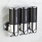 Kitchen Bathroom Wall Mounted Three Head Soap Dispenser Round Manual Lever Visible Bottle Soap Dispenser with Lockable Top Cover