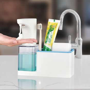 ABS Transparent Bottle Automatic Soap Dispenser Refillable Infrared Sensor Alcohol Soap Dispenser with Sponge Holder for Kitchen