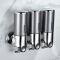 Kitchen Bathroom Wall Mounted Three Head Soap Dispenser Round Manual Lever Visible Bottle Soap Dispenser with Lockable Top Cover