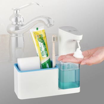 ABS Transparent Bottle Automatic Soap Dispenser Refillable Infrared Sensor Alcohol Soap Dispenser with Sponge Holder for Kitchen