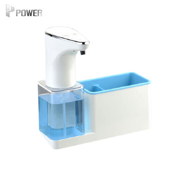 ABS Transparent Bottle Automatic Soap Dispenser Refillable Infrared Sensor Alcohol Soap Dispenser with Sponge Holder for Kitchen