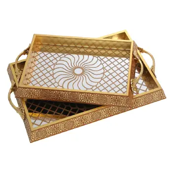 New Design Mirror Tray Setsfood Cake Tea Serving Tray For Hotel Restaurant Home Tray