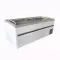 supermarket free standing flat top open glass door freezer display deep chest frozen food fridge