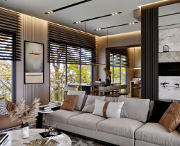 Villa design living room + kitchen