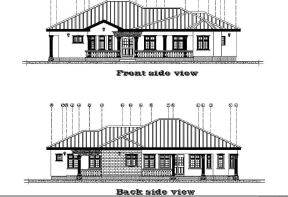 The architectural design of the facade of a one-story economic villa