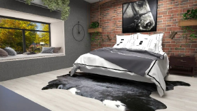 Bedroom interior design with bay window