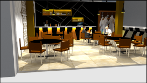 3D Rendering Classic Cafe Interior Design