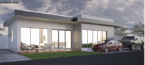 White one-story house with parking pad