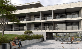 High-end apartment with large balcony and floor-to-ceiling windows