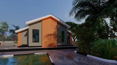 A tropical style villa with a pool