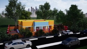 Yellow villa with good green environment