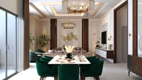 living room interior design with a dining area