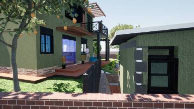 Comfortable green villa exterior design