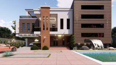 Post-Modernisn style, three-storied Classic Villa with Car-port