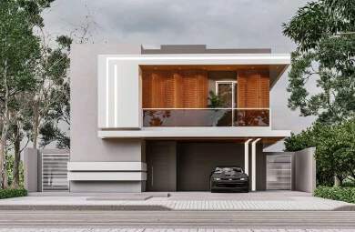 Post-modern style, three bedroom, luxurious Mansion with Car-port
